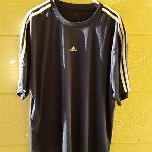Adidas XL Blue Shirt white stripes